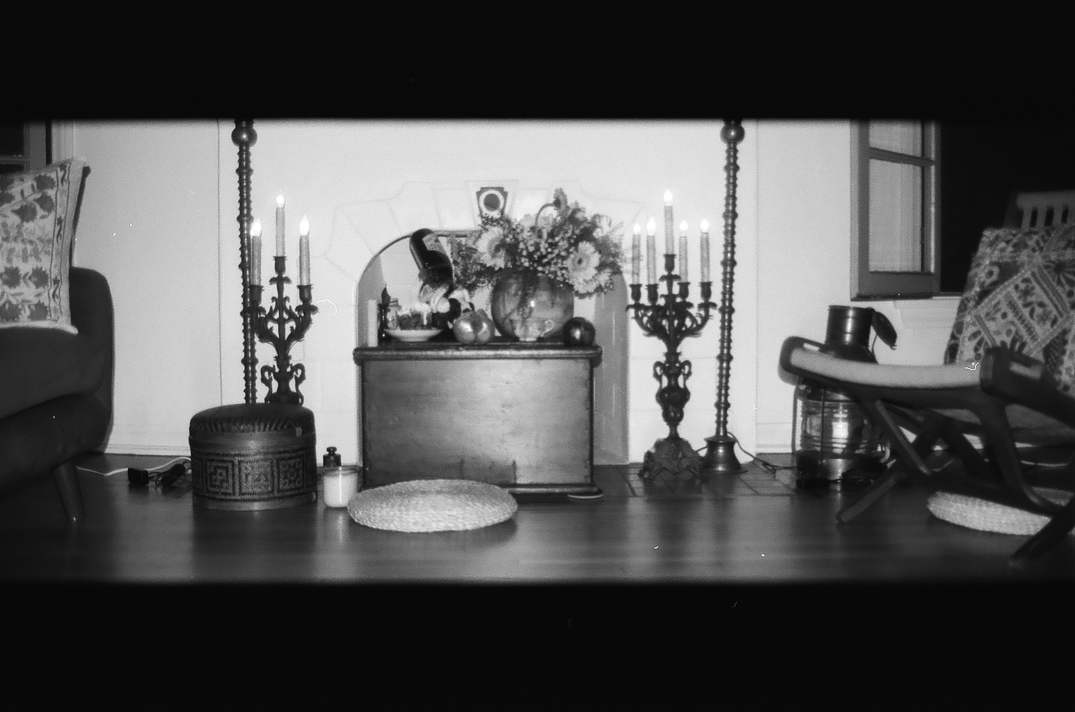 temporary altar, bw