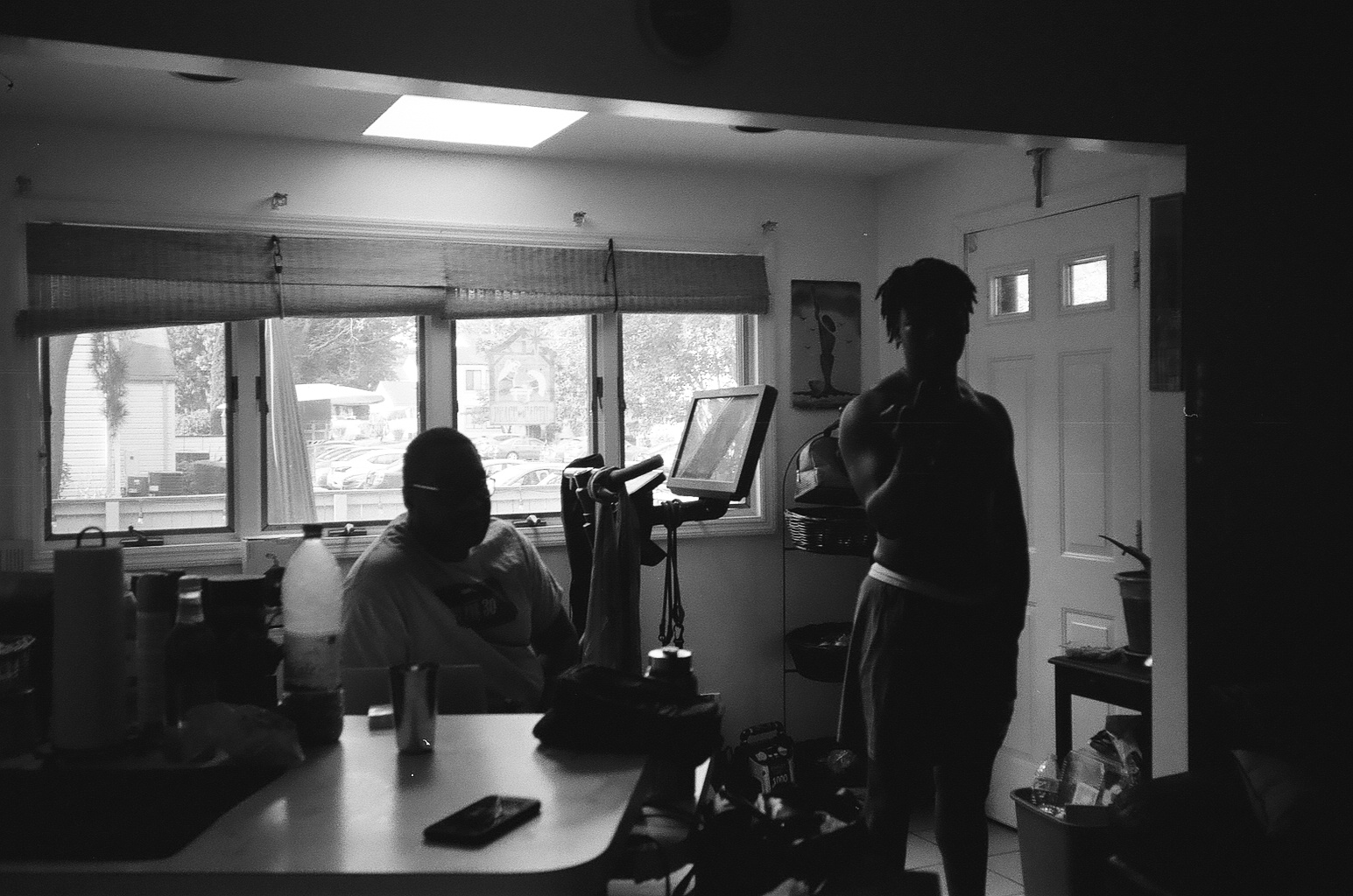 brandon and his father, bw