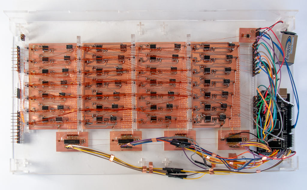 close up of wiring on the memory dialer